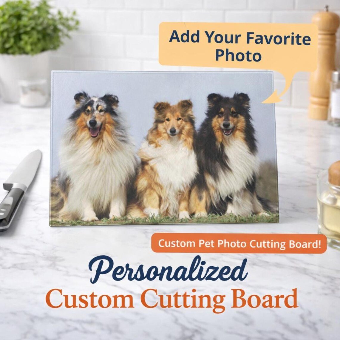 Custom Photo Glass Cutting Board from WhiskerWishesUSA